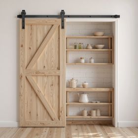 5FT Sliding Barn Door Hardware Kit For Single Sliding Barn Door Black