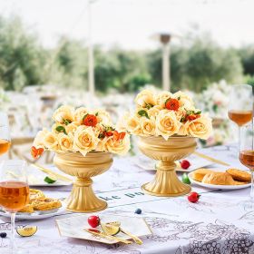 10PCS 16cm/6.3” Wedding Flower Vase Metal Gold Floral Stand For Table