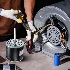 3/4HP Furnace Blower Motor, 208/230V 3.85Amps, 1075RPM 5 Speeds, CW/CCW Rotation, 48 Frame 4.8' Shaft Length, 10μF/450V Capacitor + 11' Hold Hoop