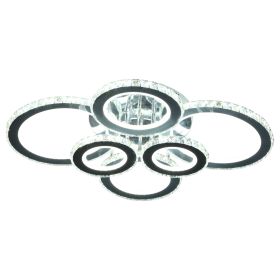 Elegant LED Chandelier with 6 Rings, Ceiling Light with Cool White Lighting for Living Room, Dining Room, or Bedroom, Silver