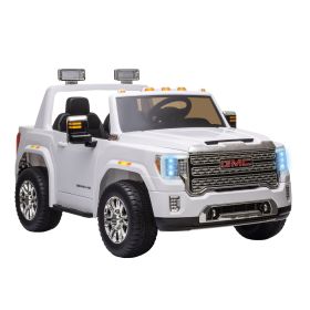 12V Battery Kids GMC Sierra HD Ride On Toy With Remote Control, Bright Headlights & Working Suspension - White