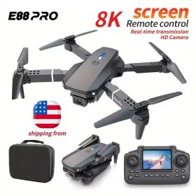 E88 Pro Mini Drone With Screen Control 4K Dual Camera Optical Flow Positioning LED Lighting Remote Control