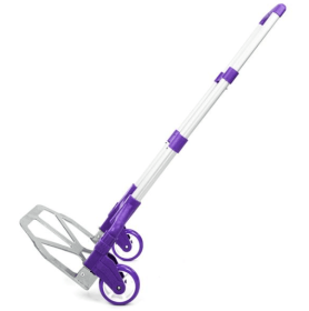 Portable Foldable Telescopic Trolley Luggage Cart Purple