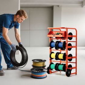 Wire Spool Rack 11 Rods Cable Caddy Wire Spool Cart For Industrial Electrical