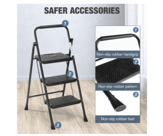 Household Portable 3-layer Step Ladder, With Safety Buckle Stable And Safe