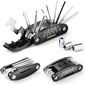 16-in-1 Heavy-Duty Bike Repair Kit With 16-ToolMultifunctional Hex Key Set Puncture Patch &Tire Repair Kit For Mountain Road BikesMotorcycles