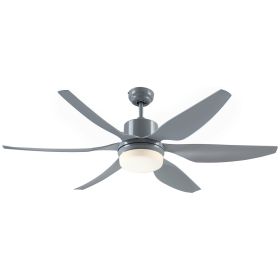 52" Reversible Indoor Ceiling Fan with Light, Modern Mount LED Lighting Fan with Remote Control, for Bedroom, and Living Room, Gray