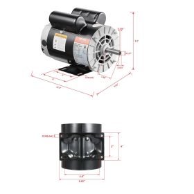 3.7HP Air Compressor Electric Motor 230V 17.2A 3450RPM 56 Frame CW/CCW Rotation (Factory Setting Is CCW)