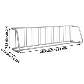 111' Length Floor Bike Rack, 9 Holders All-Steel Grid Bike Rack, Single-Side Storage Stand For Garages Streets Yards