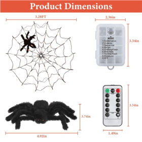 1Pc 3.28FT Spider Web Light With Hairy Spider