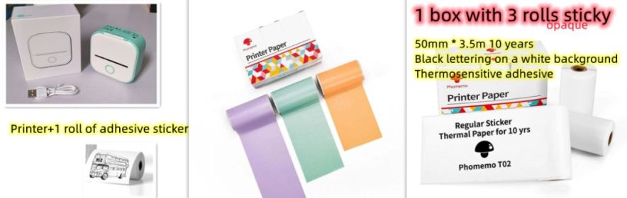 Portable Mini Thermal Label Printer Home Photo Printer Student Wrong Question Printer Bluetooth-compatible Mini Label Printer Price Tag (Option: Green setE-USB)