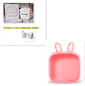 Portable Mini Thermal Label Printer Home Photo Printer Student Wrong Question Printer Bluetooth-compatible Mini Label Printer Price Tag (Option: Pink SetD-USB)