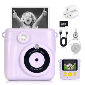 Children's Polaroid Camera, Will Spit Photos Of Children's Camera, Parent-child Interaction Gods, Mini Portable, Birthday Holiday Gift First Choice (Option: Taro purple)
