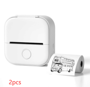 Portable Mini Thermal Label Printer Home Photo Printer Student Wrong Question Printer Bluetooth-compatible Mini Label Printer Price Tag (Option: White 2pcs-USB)