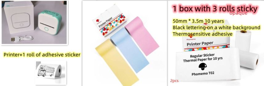 Portable Mini Thermal Label Printer Home Photo Printer Student Wrong Question Printer Bluetooth-compatible Mini Label Printer Price Tag (Option: Set5-USB)