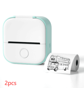Portable Mini Thermal Label Printer Home Photo Printer Student Wrong Question Printer Bluetooth-compatible Mini Label Printer Price Tag (Option: Green 2pcs-USB)
