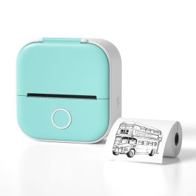 Portable Mini Thermal Label Printer Home Photo Printer Student Wrong Question Printer Bluetooth-compatible Mini Label Printer Price Tag (Option: All green-USB)
