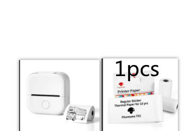 Portable Mini Thermal Label Printer Home Photo Printer Student Wrong Question Printer Bluetooth-compatible Mini Label Printer Price Tag (Option: White Set1-USB)