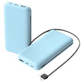 1Pc 10000mAh Power Bank Portable Phone Charger External Battery Pack With LT And Type C Double Ended Cable Type C USB Cable Fit For IOSPhone 14 Androi (Option: Blue)