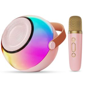 D25 Mini Karaoke Machine With Dazzling Lights And Wireless Microphones (Option: Pink-One)