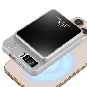 1Pc 2 In 1 Magnetic Wireless Power Bank 10000mAh PD20W Fast Charger MagSafe Wireless Power Bank Fit For IOS Phones IOS Phone 17 Series And More (Option: White)