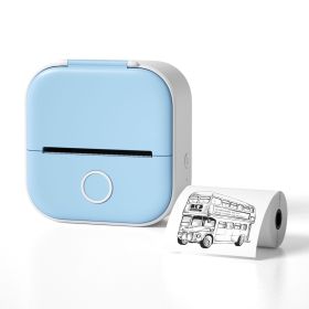 Portable Mini Thermal Label Printer Home Photo Printer Student Wrong Question Printer Bluetooth-compatible Mini Label Printer Price Tag (Option: Blue-USB)