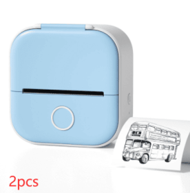 Portable Mini Thermal Label Printer Home Photo Printer Student Wrong Question Printer Bluetooth-compatible Mini Label Printer Price Tag (Option: Blue 2pcs-USB)