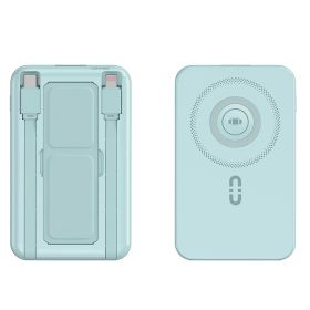 1Pc 3 In 1 10000mAh MagSafe Fast Charging Power Bank PD20W Portable Charger With 2 Built In Cables Stand Fit For IOS Phone 16 15 13 Series And More (Option: SkyBlue)