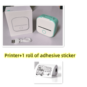 Portable Mini Thermal Label Printer Home Photo Printer Student Wrong Question Printer Bluetooth-compatible Mini Label Printer Price Tag (Option: Green-USB)