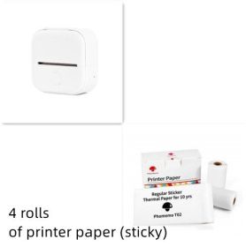 Portable Mini Thermal Label Printer Home Photo Printer Student Wrong Question Printer Bluetooth-compatible Mini Label Printer Price Tag (Option: White set-USB)