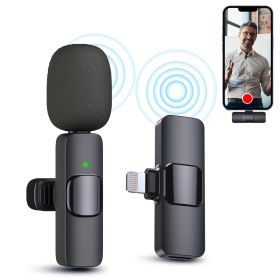 Wireless Lavalier Lapel Microphone For IPhone IPad Professional Wireless Clip Mic - Cordless Omnidirectional Condenser Recording Mic For Intervie (Option: IOS)