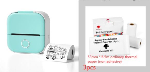 Portable Mini Thermal Label Printer Home Photo Printer Student Wrong Question Printer Bluetooth-compatible Mini Label Printer Price Tag (Option: All green set2-USB)