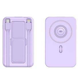 1Pc 3 In 1 10000mAh MagSafe Fast Charging Power Bank PD20W Portable Charger With 2 Built In Cables Stand Fit For IOS Phone 16 15 13 Series And More (Option: Purple)