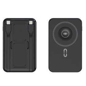 1Pc 3 In 1 10000mAh MagSafe Fast Charging Power Bank PD20W Portable Charger With 2 Built In Cables Stand Fit For IOS Phone 16 15 13 Series And More (Option: Black)