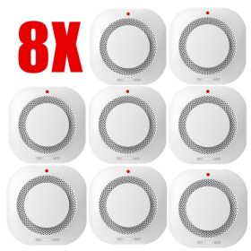 Photoelectric Wireless Smoke Detector Fire Alarm Detector Smart Smoke Alarm (Option: 8PCS)
