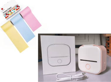 Portable Mini Thermal Label Printer Home Photo Printer Student Wrong Question Printer Bluetooth-compatible Mini Label Printer Price Tag (Option: Pink setB-USB)