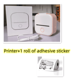 Portable Mini Thermal Label Printer Home Photo Printer Student Wrong Question Printer Bluetooth-compatible Mini Label Printer Price Tag (Option: Pink-USB)